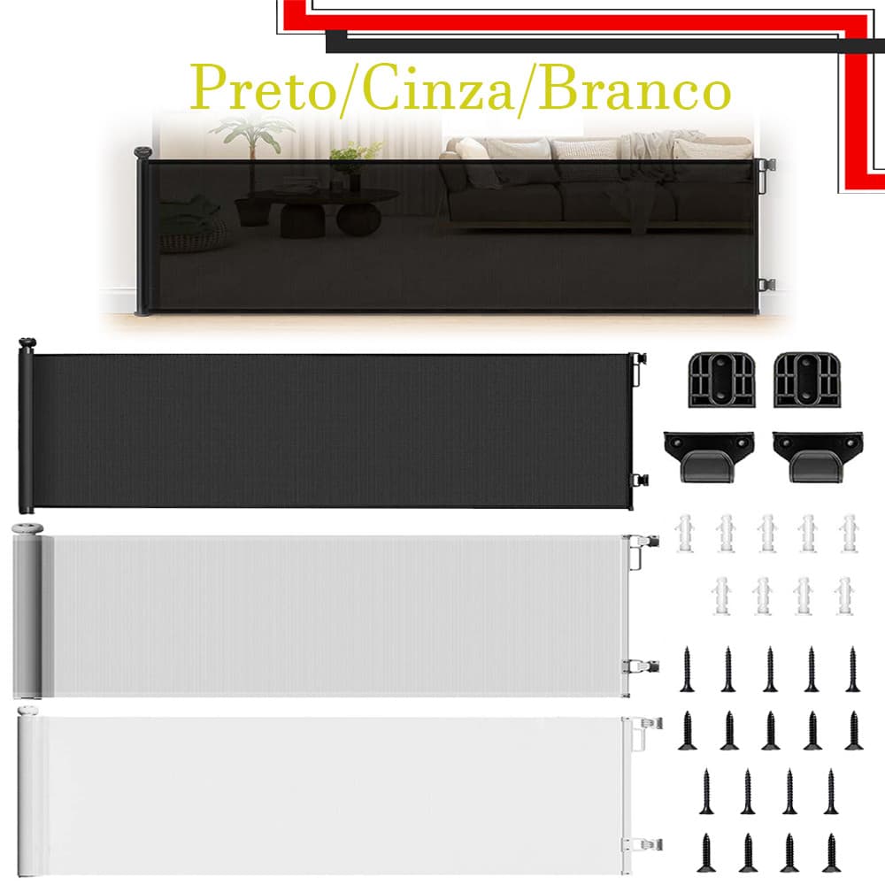 150/300 cm Portão Grade Retrátil de Proteção para Bebês e Cachorros, Portao Segurança Bebê Pet, Cercado para Cachorros