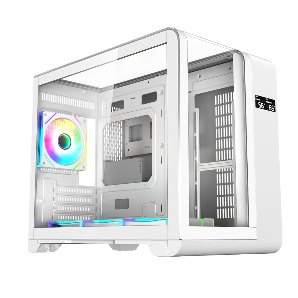 Gabinete Gamer Mini Tower Vidro Temperado Curvado White M-ATX/ITX Sem Fonte Com 3 Fans RGB Mini D-MATX04