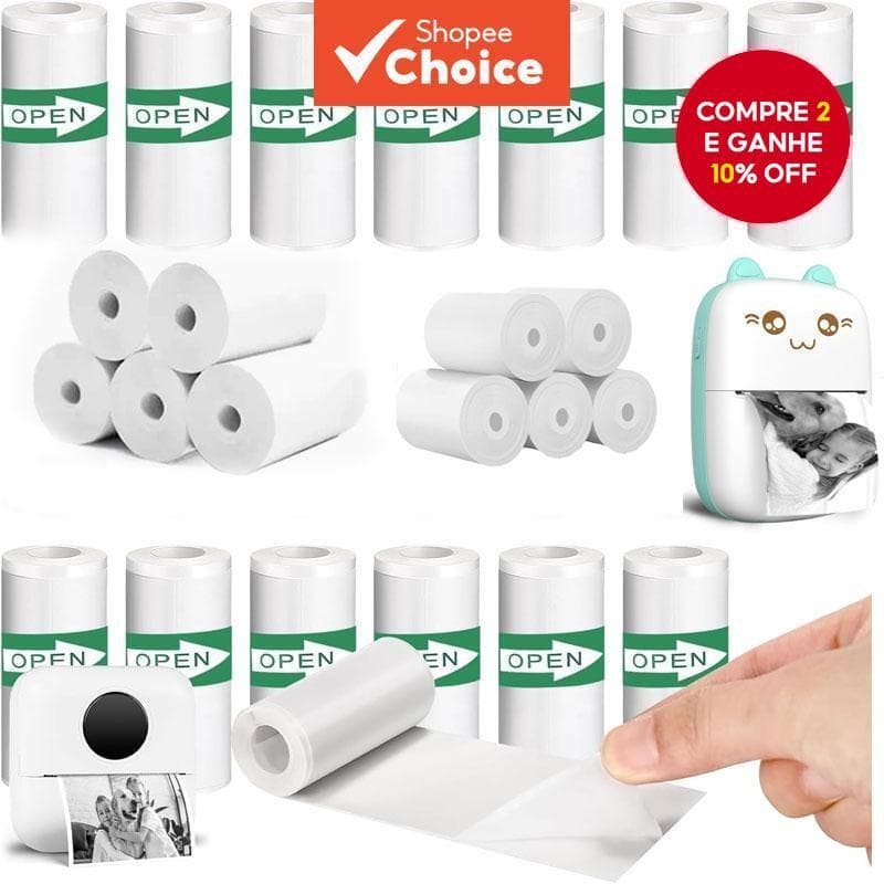 Papel para Impressora de Adesivos Novo Sem Tubo Removível, Papel de Impressão de Recibos, Aplicável a Vários Modelos