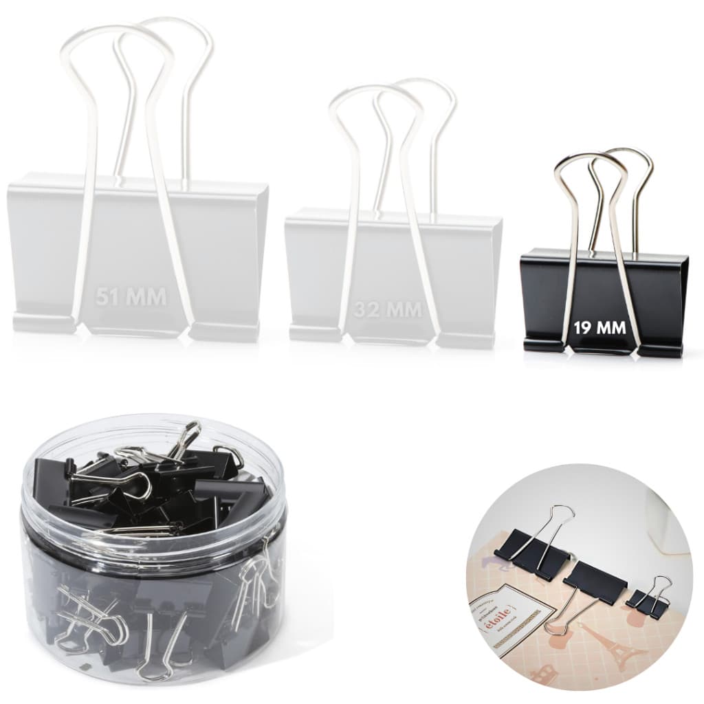 Kit 40 Binder Clips Borboleta De Papel Prancheta Documentos Prendedor Grampo