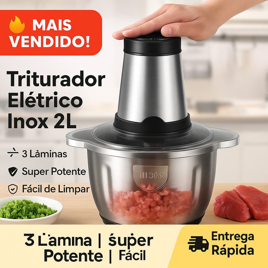 2 Litros  Picador Triturador 110V De Alimentos Carne Mixer Elétrica Processador Cozinha