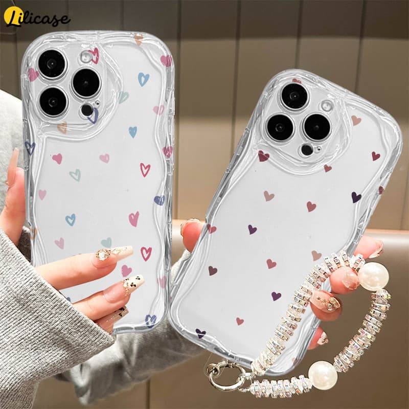 Capa Para iPhone 17 Pro Max 17Air 16 15 13 11 14 12 11 Xs XR Colorido Pequeno Coração Caso De Telefone LiliCase