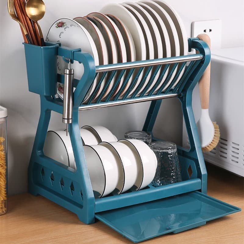 Escorredor de pratos de cozinha removível para pratos e talheres de plástico Top Home Fácil de instalar Fácil de usar