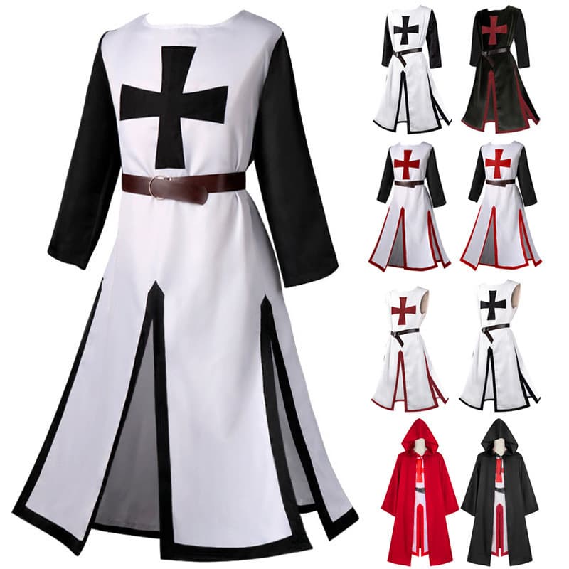 Traje De Halloween Desejo Colete Medieval Com Costura Dividida Top Templário Masculino Performance De Palco