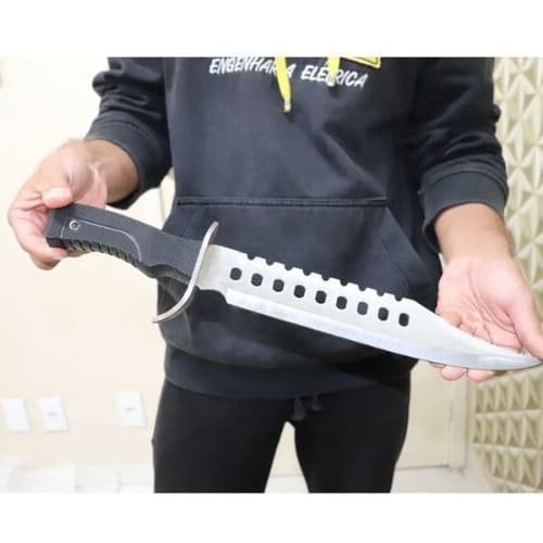 Facão Esportivo Militar Rambo 45cm Caça Aço Inox C/bainha