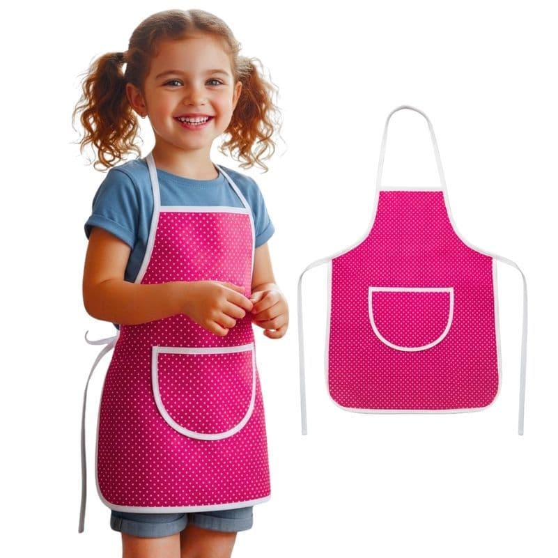Avental Escolar Rosa p/ Pintura e Atividades Impermeável e Resistente