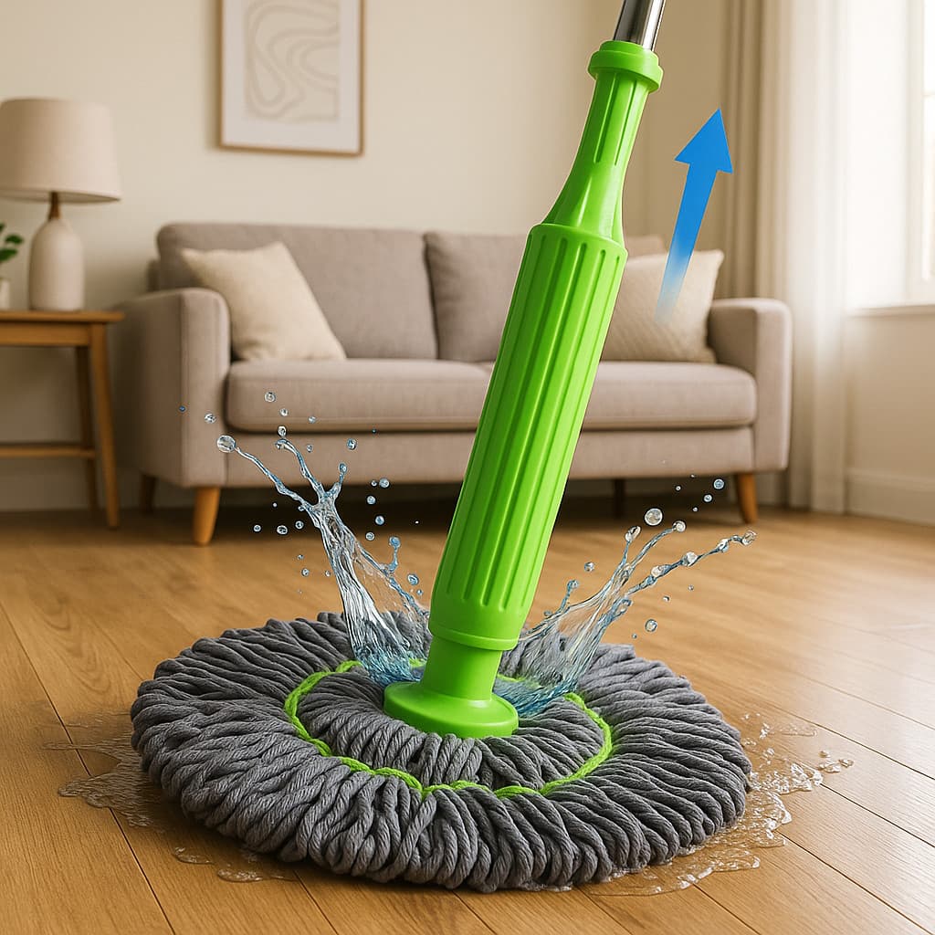 Mop Esfregão 2 em 1 giratório automático com desidratação prática para limpeza completa de piso
