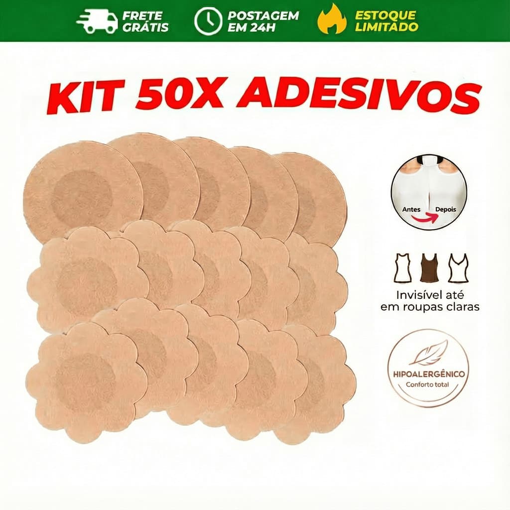 Kit 50x Tapa Mamilo 7,5cm Autoadesivo Invisível Para Roupas Claras/Decotes Envio em 24 horas