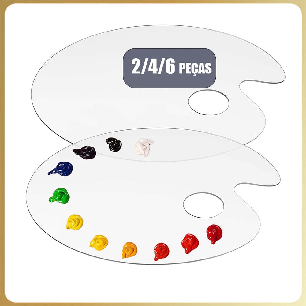 2/4/6x Paleta de tinta acrílica, oval transparente, paleta de pintura a óleo acrílica antiaderente 20cmx30cm