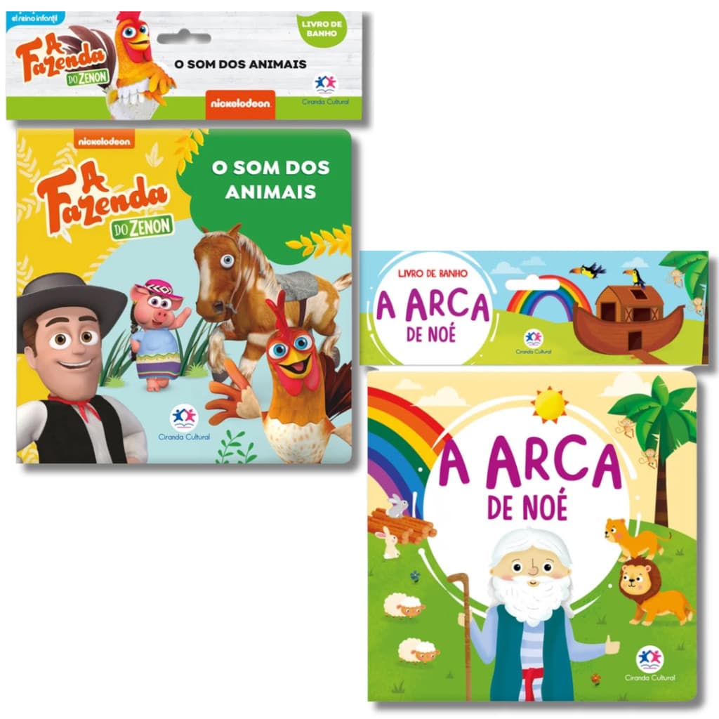 Kit 2 Livros de Banho | A Arca de Noé + A Fazenda do Zenon O Som dos Animais