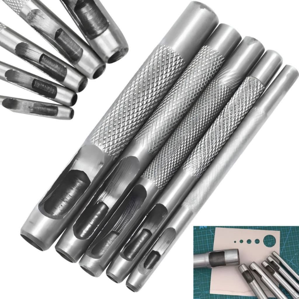 Kit 5 Vazadores Furador Couro Borracha 3 a 8mm Perfurador Aço Artesanato Profissional