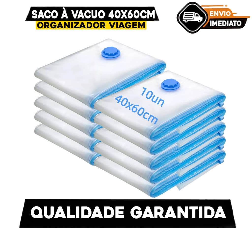 Saco À Vacuo 40x60cm Organizador Viagem Edredom Roupa Kit 10
