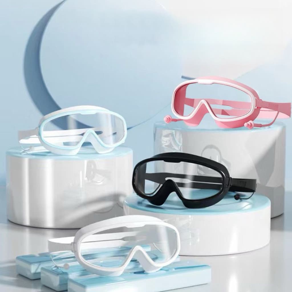 Oculos de Natação Big-Vision Anti-Embaciamento c/ Tapa Ouvido Piscina, Praia - Diversos Modelos （Oculos--001）