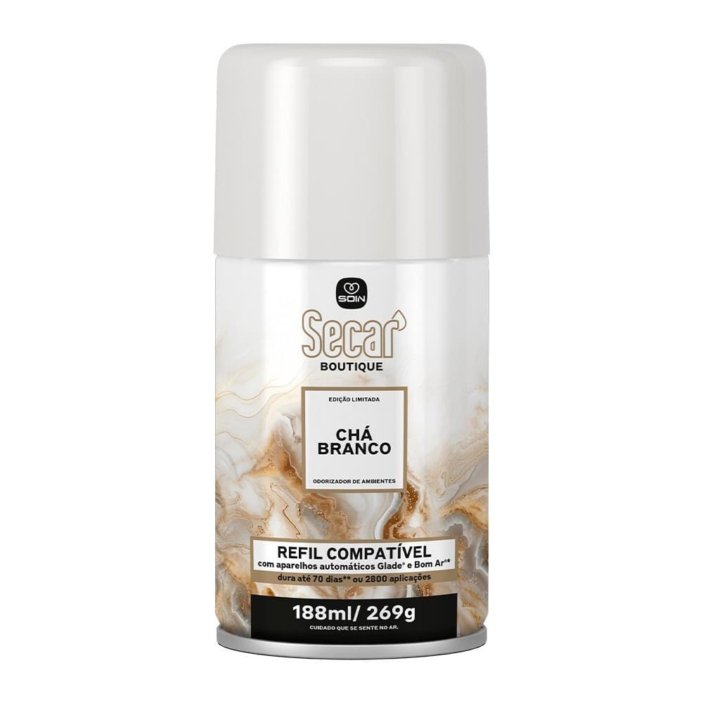 1 Refil Secar Odorizador Automatic Compatível Glade e Bom ar Secar Boutique - Chá Branco 269ml
