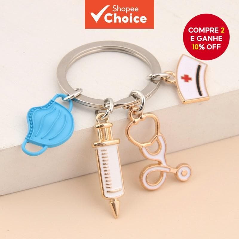 Novo Doctor Keychain Ferramenta Médica Porta-Chaves Seringa De Injeção Estetoscópio Enfermeira Jóias Feitas À Mão