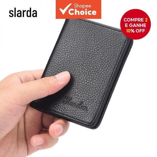 ​ Carteira Masculina Ultrafina Vertical Antidesmagnetização Mini Porta-Cartões Com Janela De Identificação