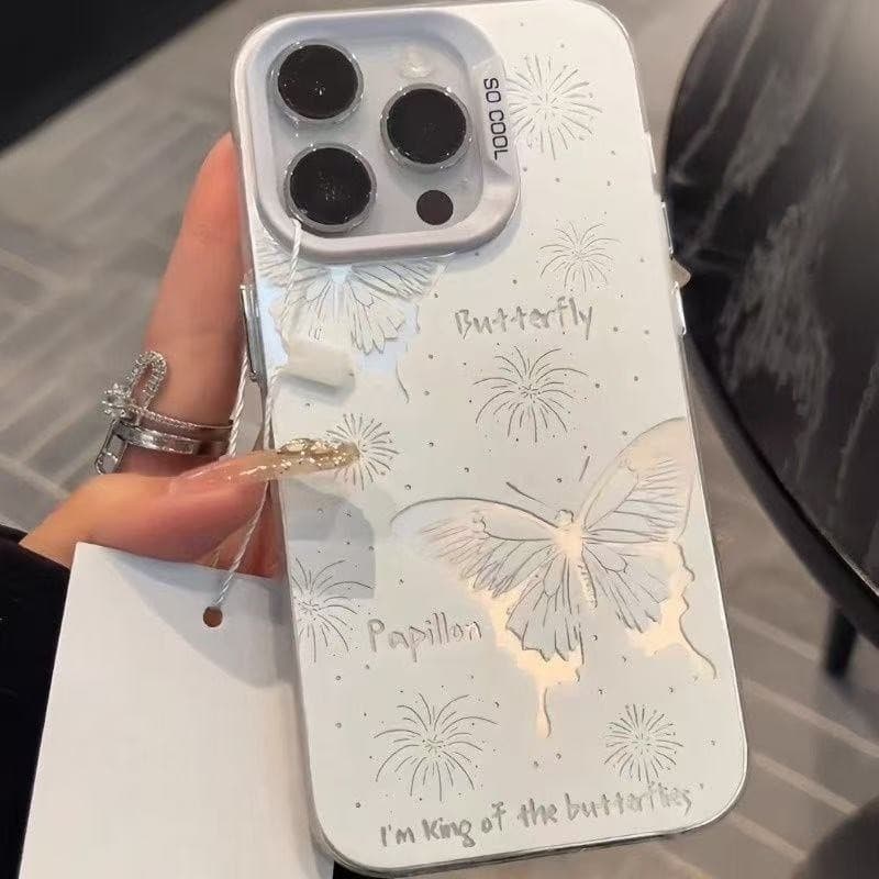 Capa de celular da Borboleta branca com iPhone 17 16 15 14 13 12 11 PRO MAX XS XR 7 8PLUS SE AIR casca macia