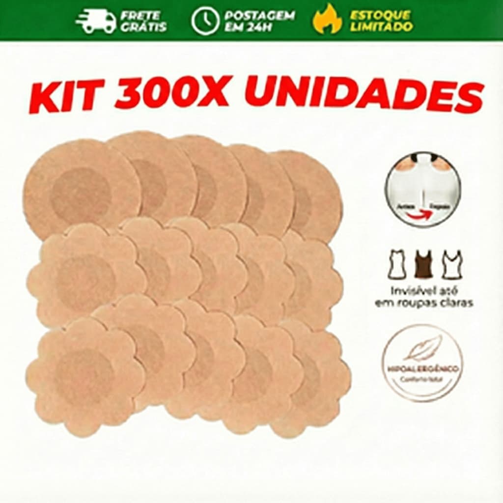 Kit 300x Tapa Seios Adesivo Invisível 7,5cm Protetor para Mamilo Envio 24h