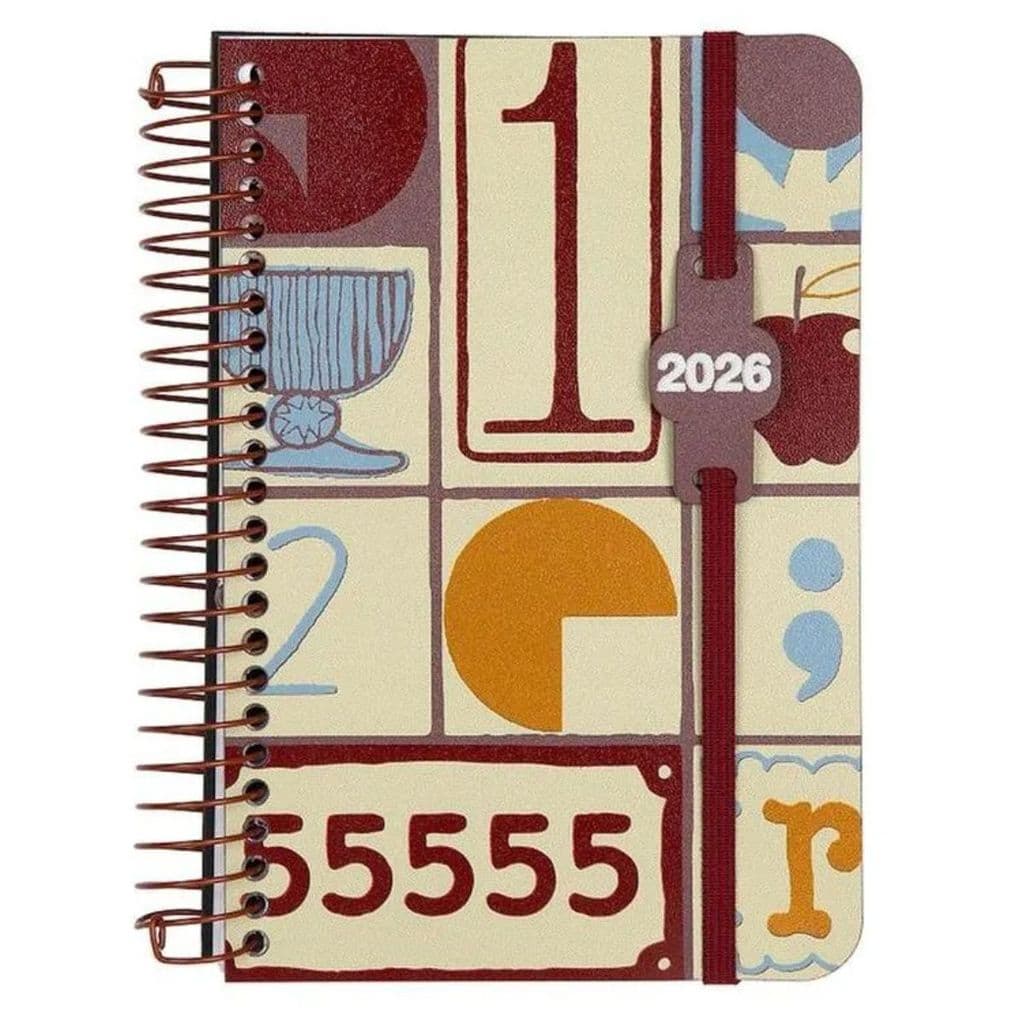Agenda 2026 Confetti Diária Clássica Mosaico Vintage 55555