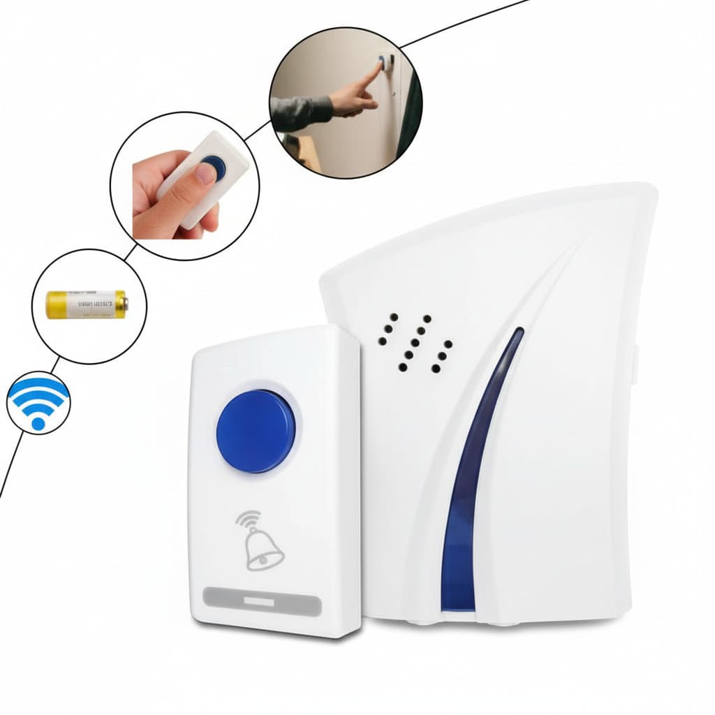 Campanhia sem fio de longo alcance residencial com 36 toques musicais a pilha 15 metros de distancia