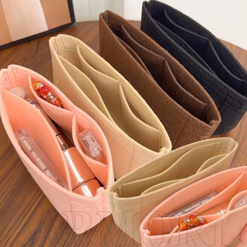 Sacos De Inserção De Pano De Feltro-Bolsa De Armazenamento De Maquiagem Multiuso-Mini Forro Interno Com Vários Bolsos-Or