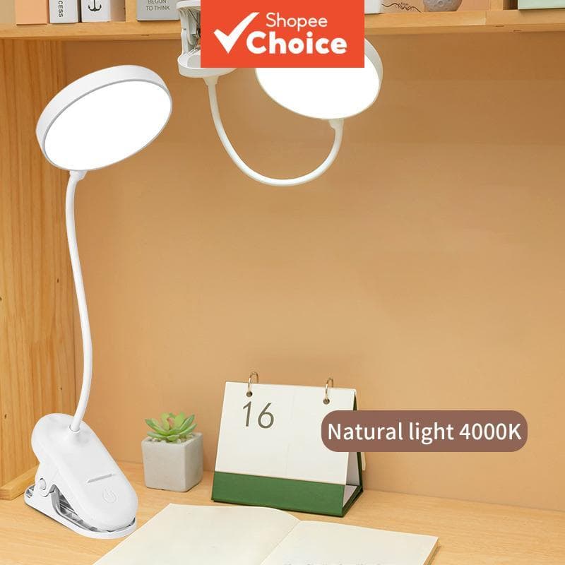 Candeeiro De Mesa Led USB Recarregável Luz Noturna Com Braçadeira Dobrável Toque 3 Modos Escurecimento Proteção Para Os 