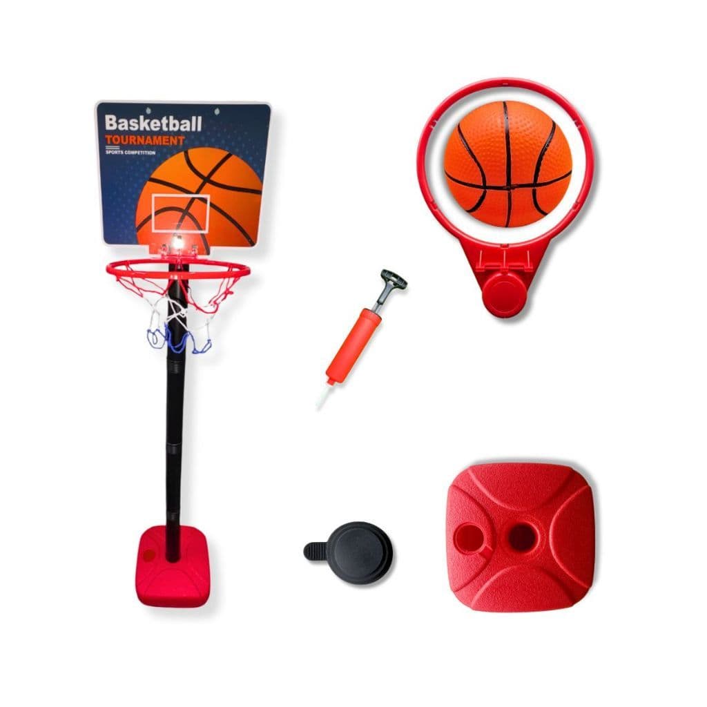 Jogo de Basquete Infantil com Cesta Ajustável, Bola e Inflador – Brinquedo Esportivo para Crianças