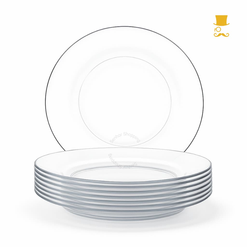 Conjunto de Pratos de Vidro Liso Fundo Transparente – Duráveis e Versáteis (Kit Até 12 Unidades)