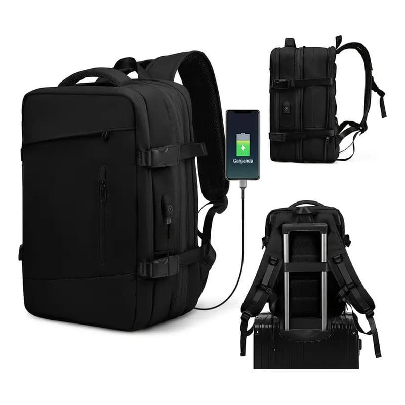 Mochila De Viagem Grande , Impermeável Para laptop Com Porta USB , Expansível , Unissex .