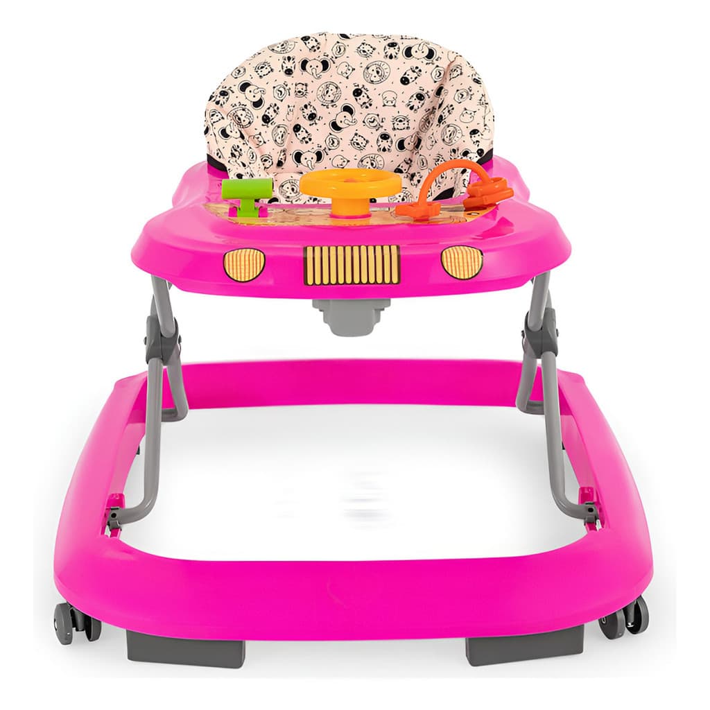Andador Infantil Musical Disquinho Andajar Brinquedo com freio Até 12 Kg Safari ll Rosa Tutti Baby