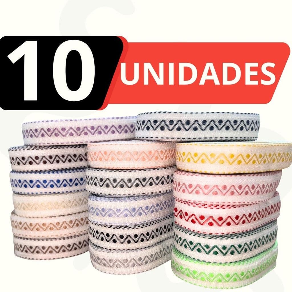 Kit Passa Fita Falso Zig Zag Com  10m Cada Rolo   Diversas Cores