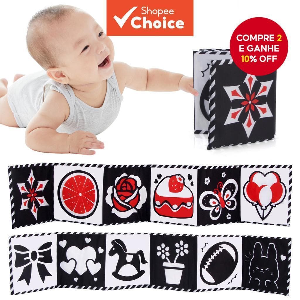 Livro De Pano Macio Preto E Branco De Alto Contraste Para Atividades De Tempo De Barriga Infantil Recém-Nascido , Natal