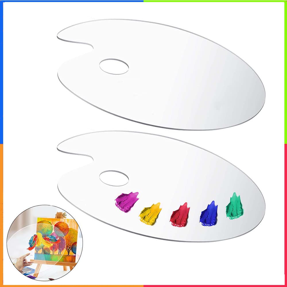 Paleta de pigmentos com 2 paletas, ferramentas de pintura, paleta de pintura, Material acrílico, filme plástico 