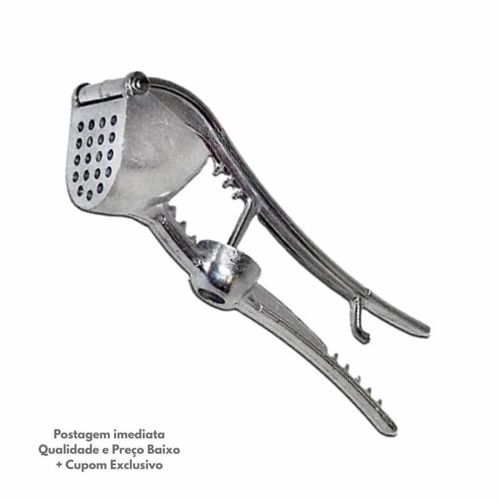 Espremedor de Alho 5 em 1 Manual em Aluminio Fundido Resistente Pratico e Durável