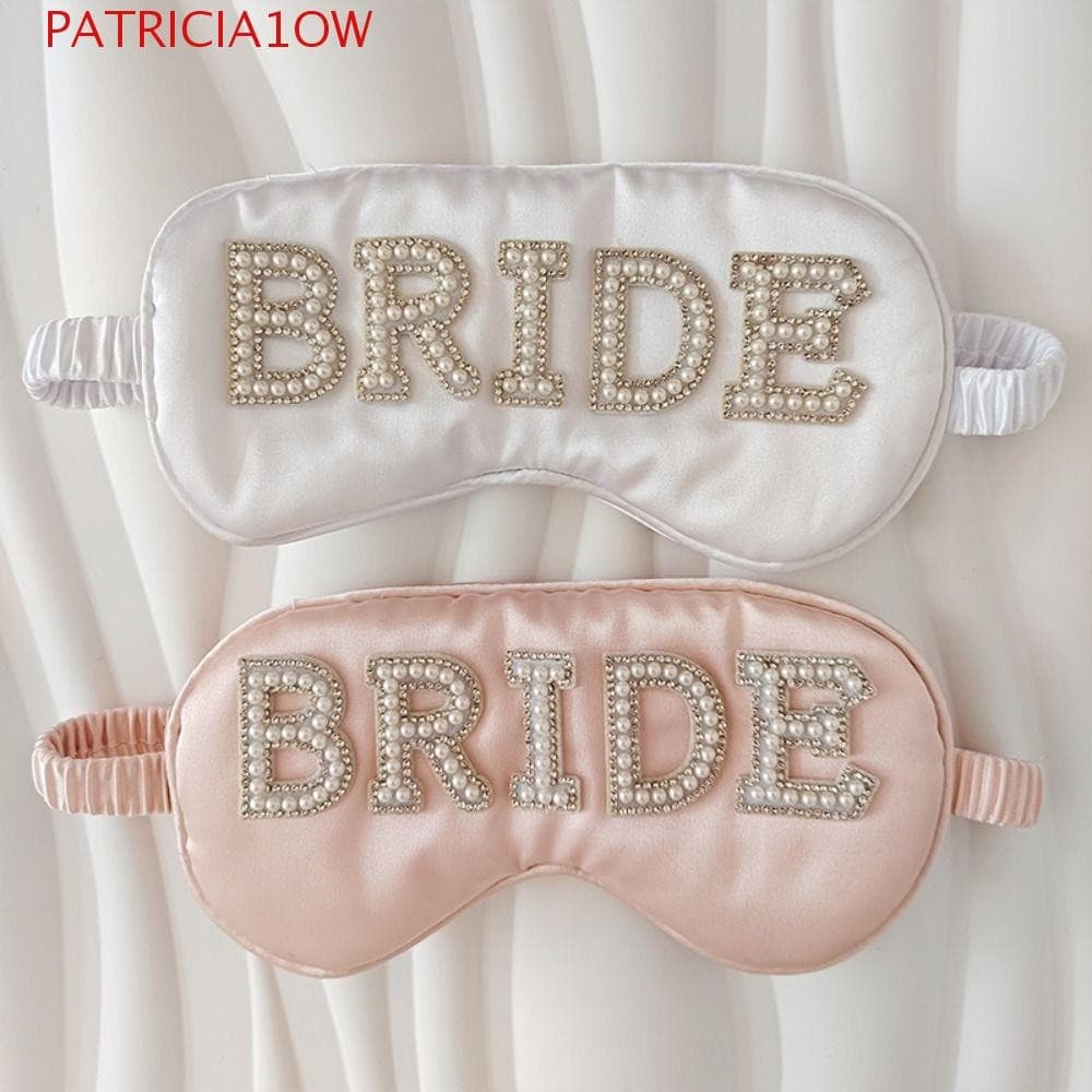 PATRICIA1OW Máscara Para Os Olhos Dormir , Elástica De Seda Gelada Com Letras De Pérola , MRS/BRIDE