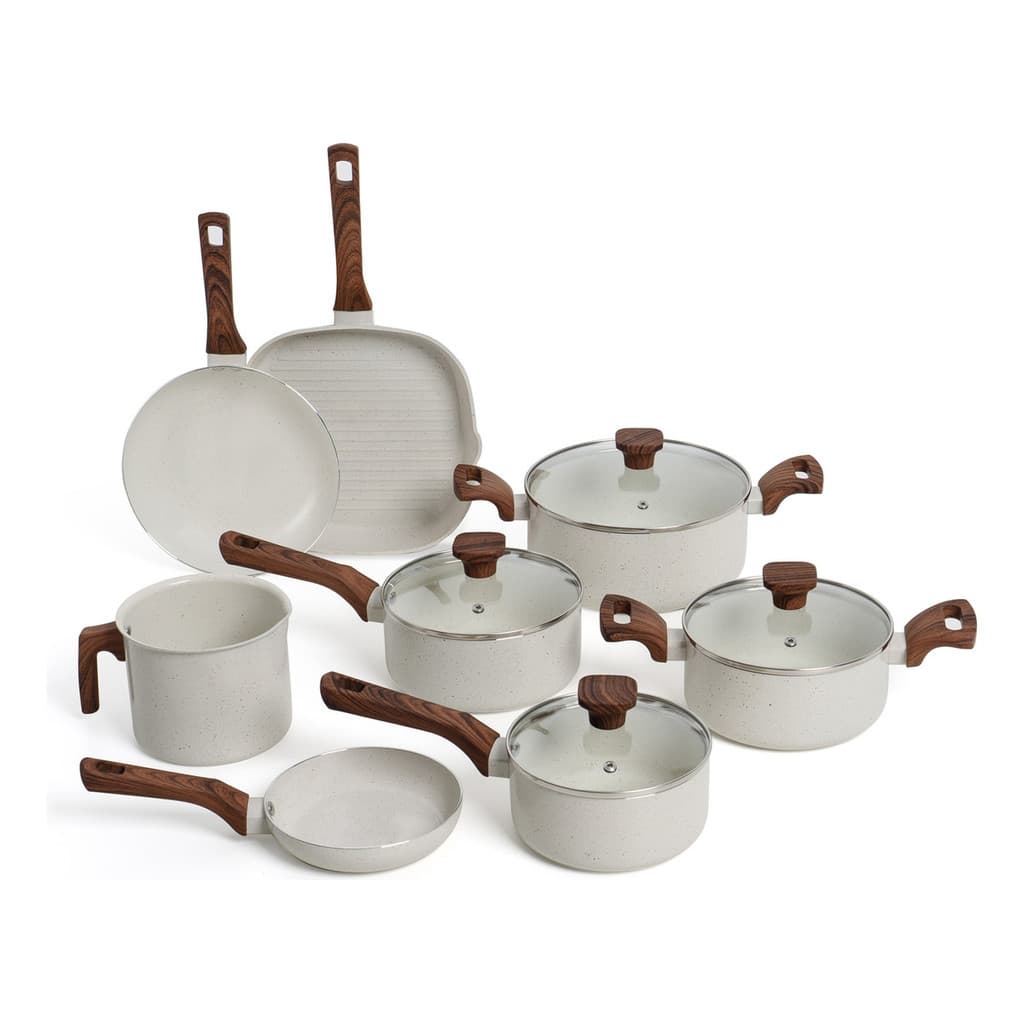 Conjunto de 8 Panelas Pratic Cook Marmol Compatível com Fogão por Indução Mimo Style