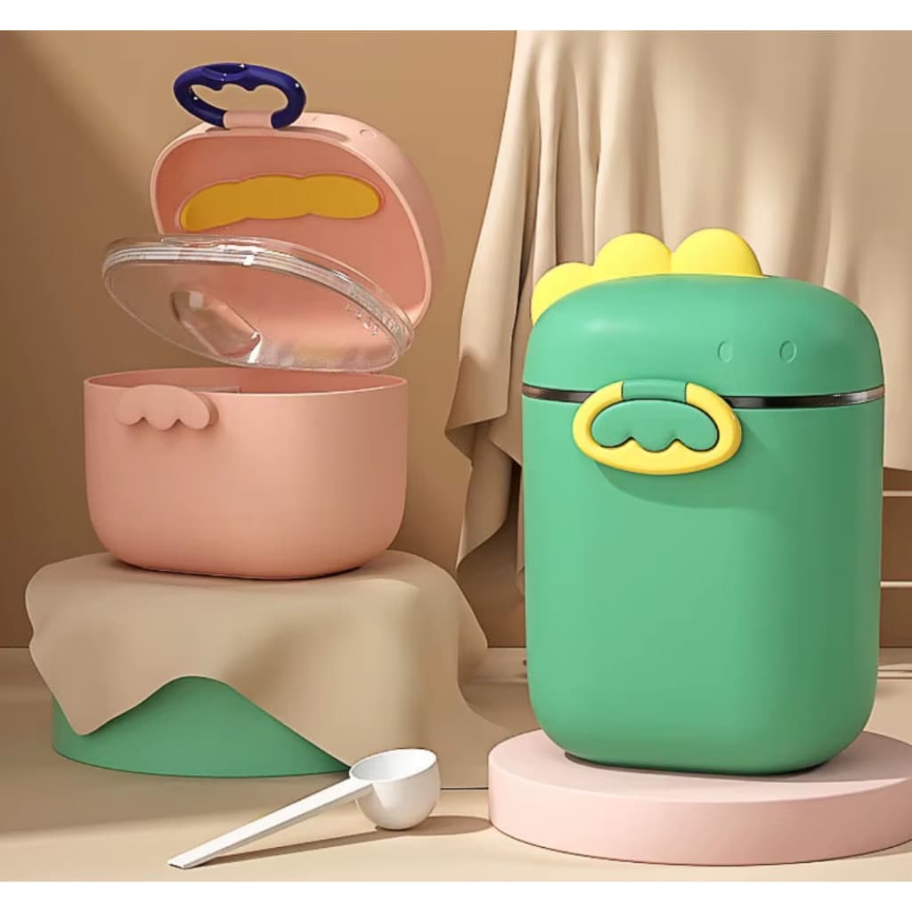 Pote Porta Leite em Pó com dosador Dino Infantil 400ml OU 800 ML