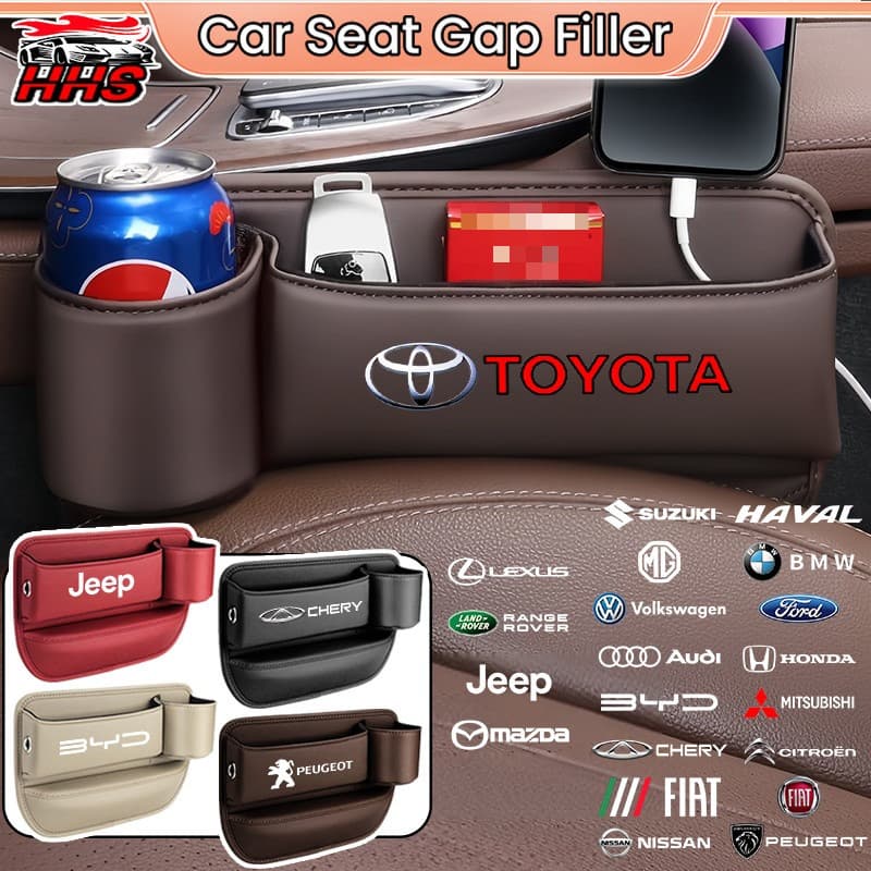【HHS】Organizador Universal De Espaço Para Assento De Carro , Bolso De Armazenamento Interno De Couro PU Com Porta-Copos