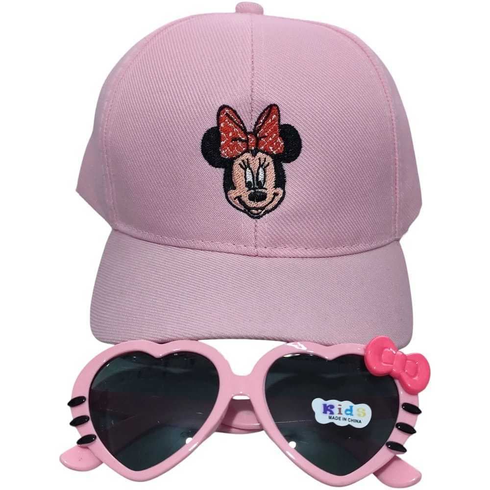 Kit Boné Infantil Minnie E Óculos De Sol Verão Meninas Unissex Infantil