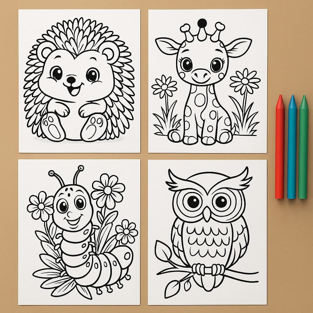 Desenhos Animais para Colorir Infantil Educativos Safari Fazenda Zoológico Menino Menina