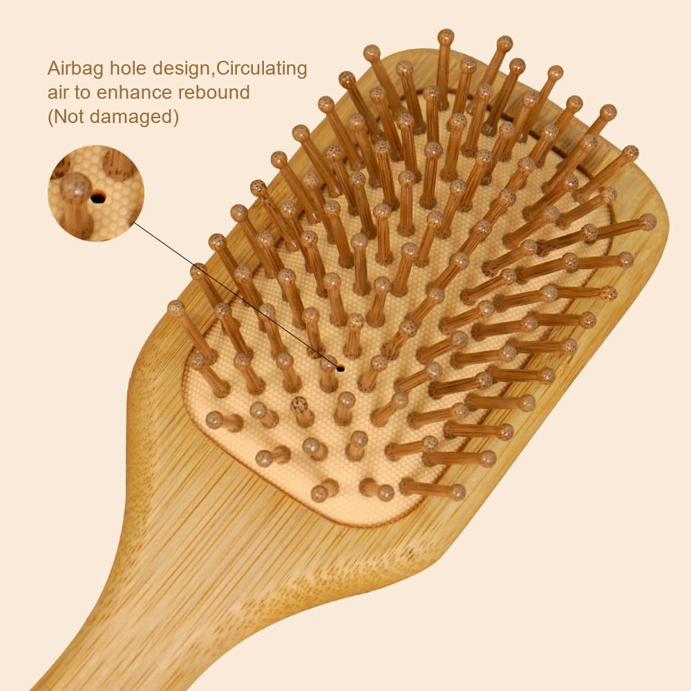 Escova De Cabelo De Bambu Natureza Antiestática De Madeira Couro Cabeludo Massagem Pente Almofada De Ar Ferramentas