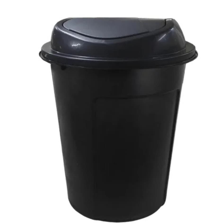Cestão Lixeira 60 Litros Vai e Vem Preto Multiuso Organizador Brinquedos Roupas Lixo