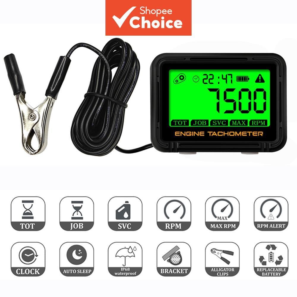 ✨Tacômetro Digital para Motocicleta - Medidor Indutivo de Horas de Motor com Iluminação de Fundo e Contador Resetável