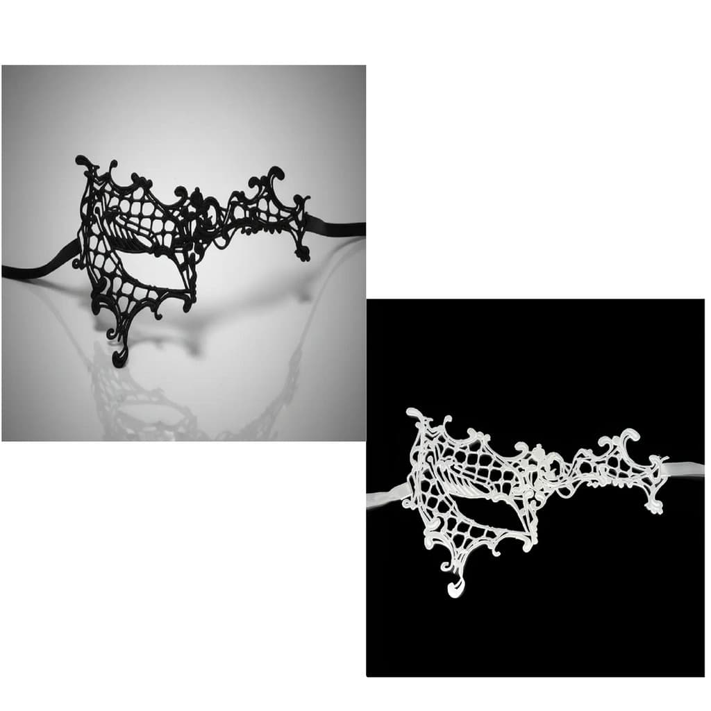 Máscara Feminina Em Renda Half 50 Tons de Cinza Baile Festas