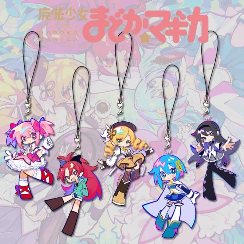 5 Pçs/Set Puella Magi Madoka Magica Phone Charm Strap Kawaii Chaveiro Kanome Akemi Homura Tomoe Mami Sakura Kyouko Miki 