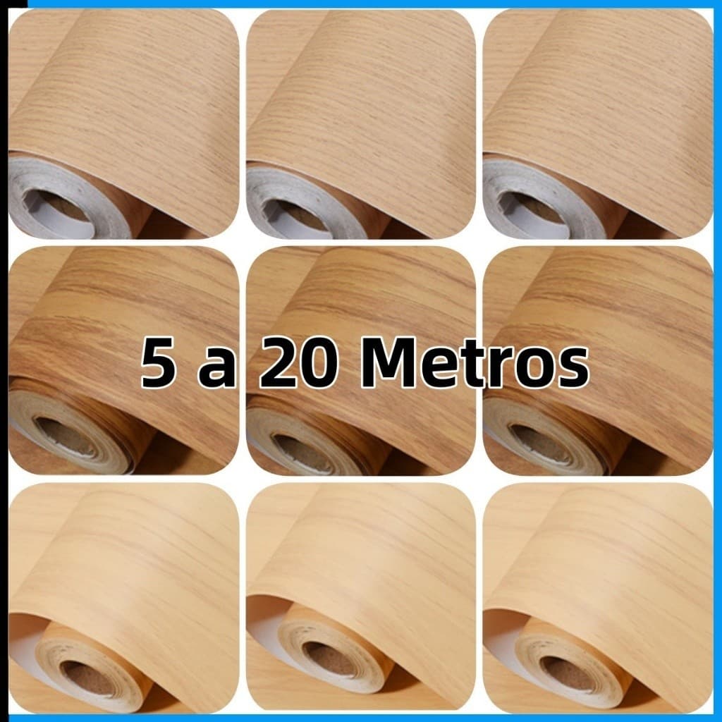 Papel Adesivo Madeira 5 Metros x 45cm Realista 3D para Decoração de Ambiente, Envelopamento de Móveis