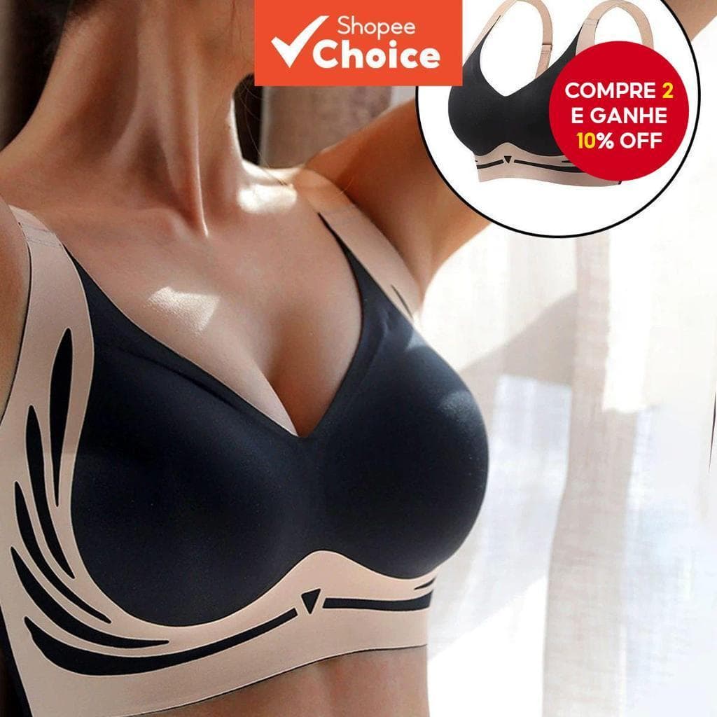 Sutiã Push-Up Feminino Sem Costura – Formato , Controle Lateral , Anti-Flacidez , Costas Lisas