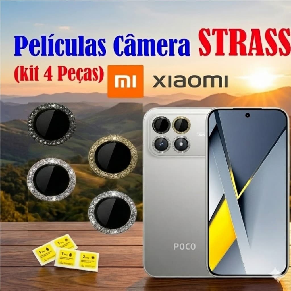 (KIT 04X) Pelicula Da Camera Lisa Ou C/ Strass Para Xiaomi Poco F8 Pro / F8 Ultra
