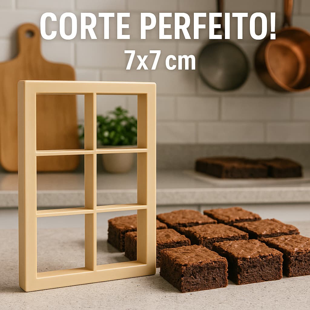 Cortador De Brownie Bolos Quadrado 6 Cortes 7x7 cm Corte Fácil