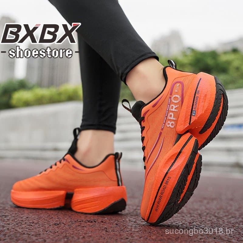 Tênis De Corrida De Placa De Carbono Sola De Borracha E Plástico Ultraleve Casal Malha Calçados Esportivos34-46